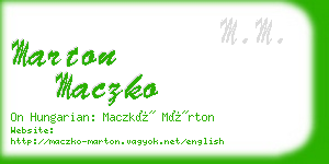 marton maczko business card